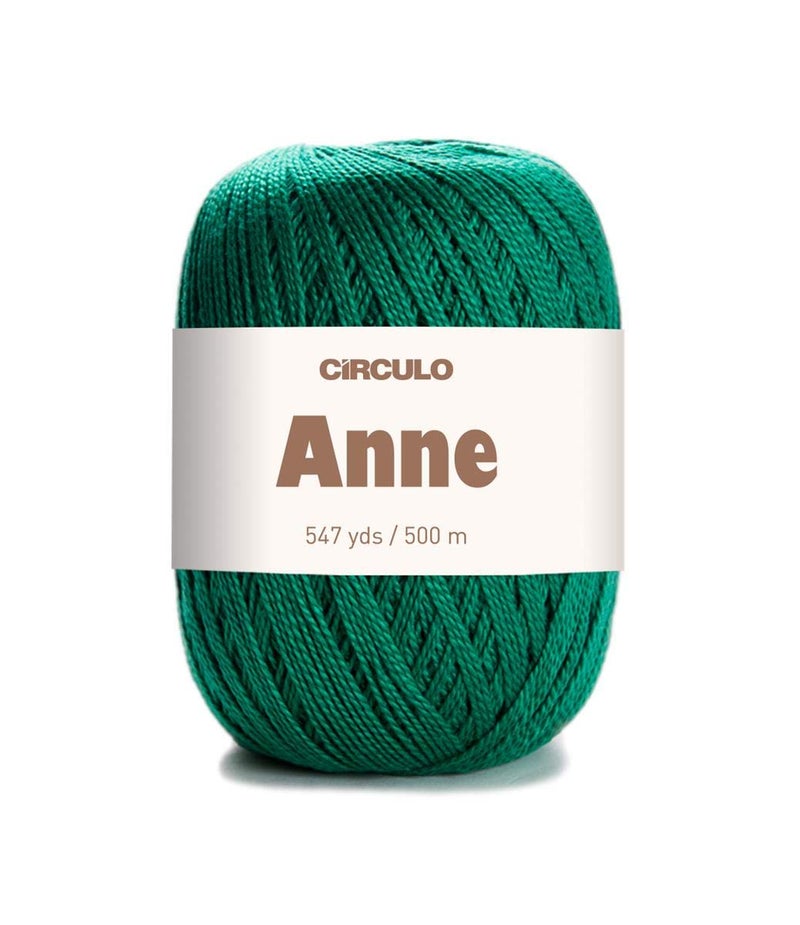 CÃRCULO CIRCULO Anne Yarn for Crocheting & Knitting, 100% Mercerized Brazilian Virgin Cotton, Soft Fingering Weight, 547 Yds, 5.19 Oz - Color 5363 Emerald - Image 1